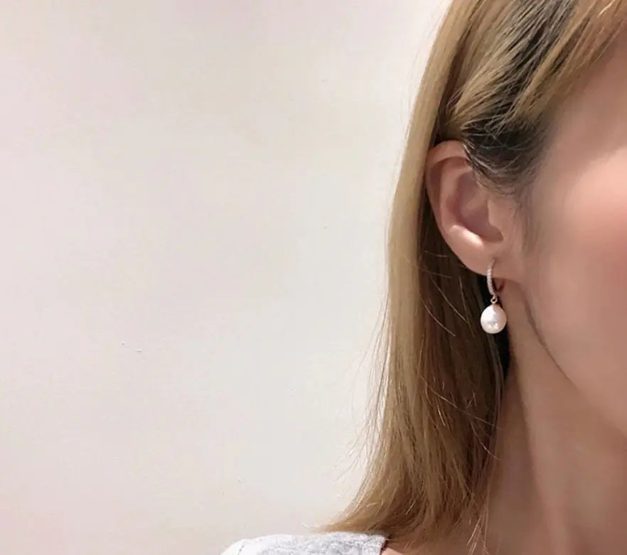 AAA+ High Luster 10mm White Pink Oval Pearl 18K Gold Plated Vermeil White Pink Pearl Earrings, Freshwater Pearl Earrings Etsy