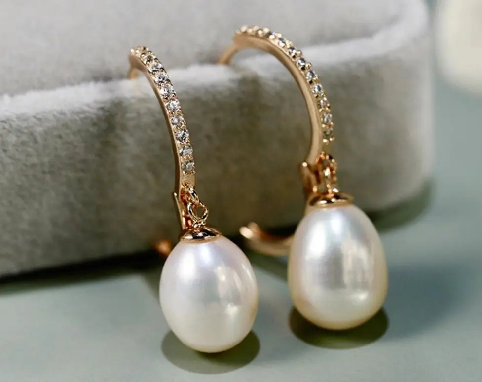 AAA+ High Luster 10mm White Pink Oval Pearl 18K Gold Plated Vermeil White Pink Pearl Earrings, Freshwater Pearl Earrings Etsy