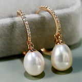 AAA+ High Luster 10mm White Pink Oval Pearl 18K Gold Plated Vermeil White Pink Pearl Earrings, Freshwater Pearl Earrings Etsy
