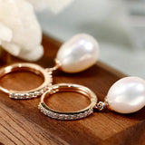 AAA+ High Luster 10mm White Pink Oval Pearl 18K Gold Plated Vermeil White Pink Pearl Earrings, Freshwater Pearl Earrings Etsy