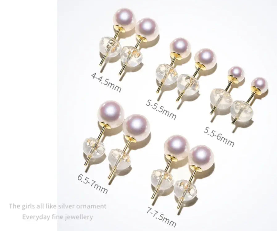 Akoya Pearl 3-9.5mm 18k Gold Plated Vermeil White Pink Pearl Stud Earrings Etsy