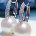 5A+ High Luster Pearl 10mm Handmade 925 Silver White Pink Pearl Earrings, Freshwater Pearl Earrings, Pink Pearl, Diamond Earrings Etsy