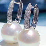 5A+ High Luster Pearl 10mm Handmade 925 Silver White Pink Pearl Earrings, Freshwater Pearl Earrings, Pink Pearl, Diamond Earrings Etsy