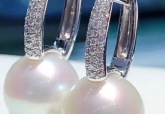 5A+ High Luster Pearl 10mm Handmade 925 Silver White Pink Pearl Earrings, Freshwater Pearl Earrings, Pink Pearl, Diamond Earrings Etsy