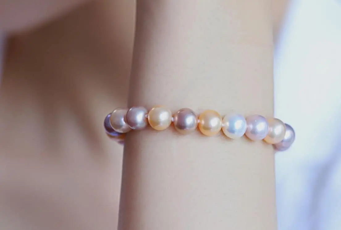 5A+ Natural High Luster Pearl Bracelets, S925 Silver Beaded Pearl Handmade Bracelets, Rose Pink Pearl Bracelets, Vanilla Pearl, Purple Pearl Etsy