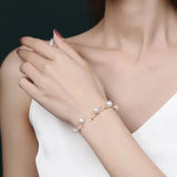 18k Yellow Gold 7mm Natural High Luster White Pink Pearl Bracelet, Handmade Beaded Pearl Bracelets, White Pink Pearl Bracelets, Gift Idea Etsy