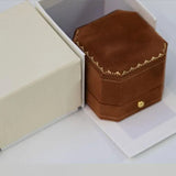 Velvet Hexagon Ring Box - Toffee Brown Leather Keepsake for Engagement Wedding Etsy