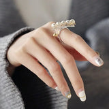5A+ Natural High Luster White Pink Beaded Pearl Ring 18k Gold Plated Vermeil Horizontal Stone Ring, Gift Idea, Carved Ring Etsy