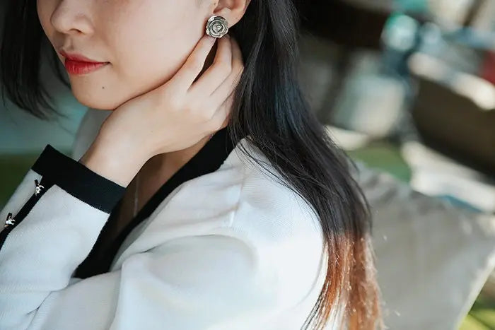 Flower Earrings Mother of Pearl Earrings Handmade 925 Silver Pearl Earrings, Tahitian Pearl Earrings, Seawater Pearl Earrings, Rose Earrings Etsy