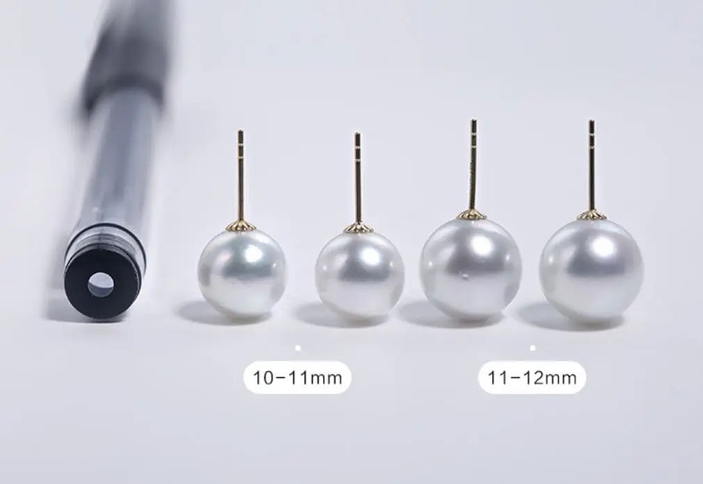 Australia South Sea White Pearl Studs Earrings - 18K White Gold Etsy