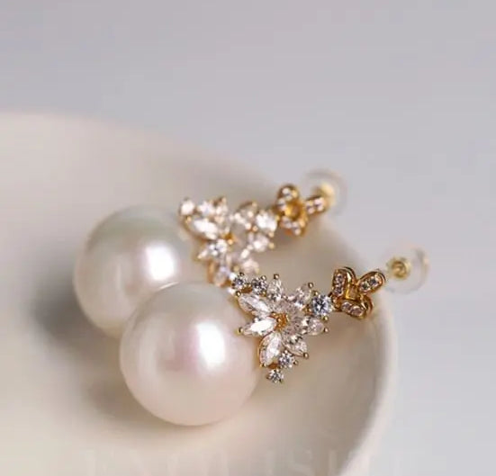 15mm High Luster Freshwater Pearl Earrings - 18K Yellow Gold Etsy