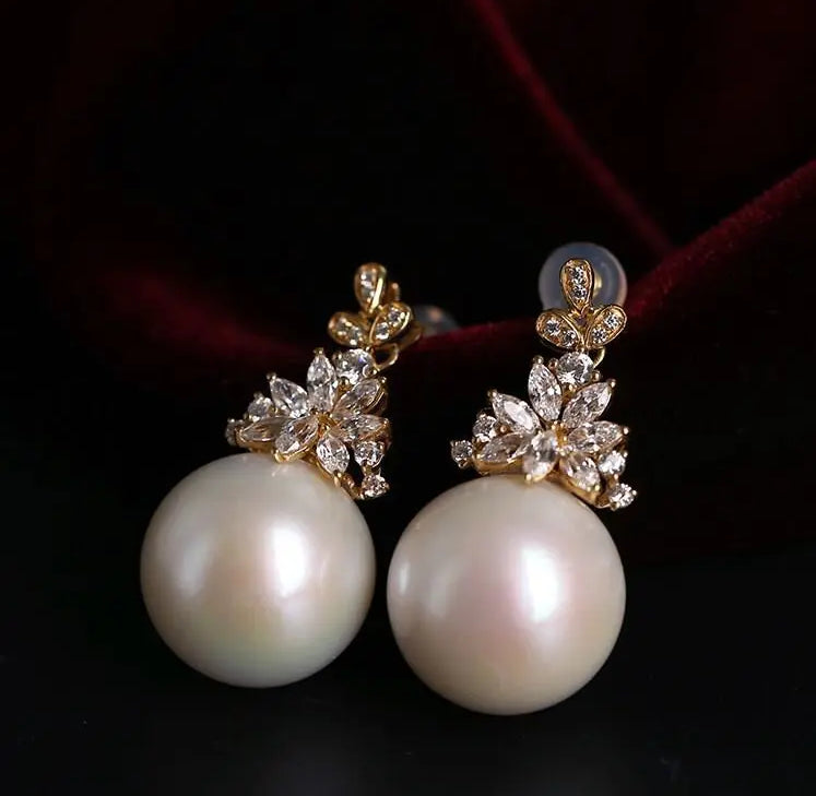 15mm High Luster Freshwater Pearl Earrings - 18K Yellow Gold Etsy