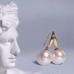 12mm Natural High Luster Pearl Handmade 18k Solid Yellow Gold White Pink Pearl Earrings, Freshwater Pearl Earrings, Gift Idea Etsy