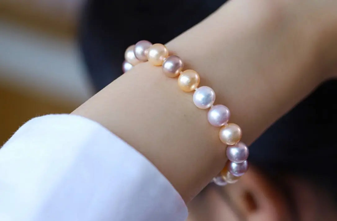 5A+ Natural High Luster Pearl Bracelets, S925 Silver Beaded Pearl Handmade Bracelets, Rose Pink Pearl Bracelets, Vanilla Pearl, Purple Pearl Etsy