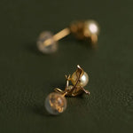 Cluster Akoya Golden Pearl Earrings & White Diamond, 18K Solid Yellow Gold Earrings Etsy