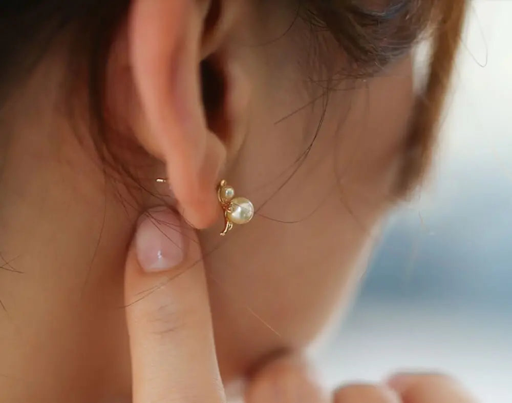 Cluster Akoya Golden Pearl Earrings & White Diamond, 18K Solid Yellow Gold Earrings Etsy