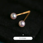 4mm Natural High Luster Pearl Handmade 18k Solid Yellow Gold White Pink Pearl Earrings, Seawater Pearl Earrings, Gift Idea Etsy
