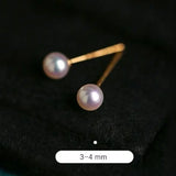 4mm Natural High Luster Pearl Handmade 18k Solid Yellow Gold White Pink Pearl Earrings, Seawater Pearl Earrings, Gift Idea Etsy