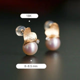 8mm Natural Akoya Pearl Diamond Heart Earrings - 18K Gold Etsy