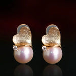 8mm Natural Akoya Pearl Diamond Heart Earrings - 18K Gold Etsy