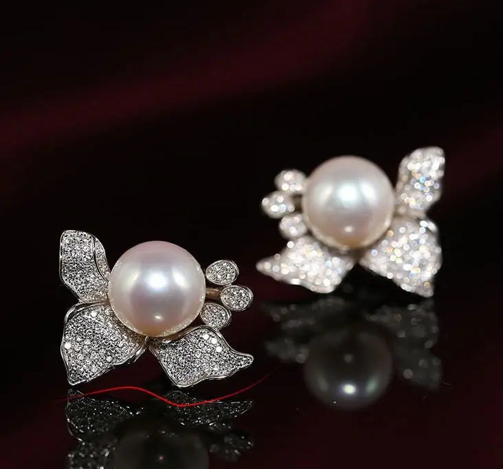 Flower Design 13mm High Luster Freshwater - Silver 925 Etsy