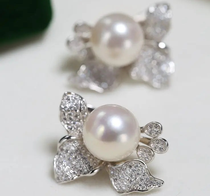 Flower Design 13mm High Luster Freshwater - Silver 925 Etsy