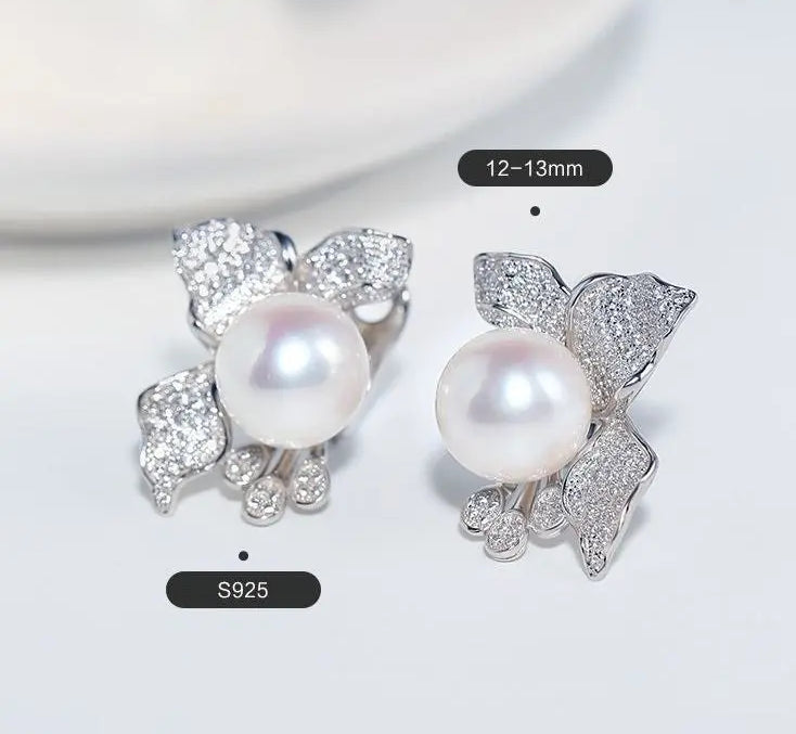 Flower Design 13mm High Luster Freshwater - Silver 925 Etsy
