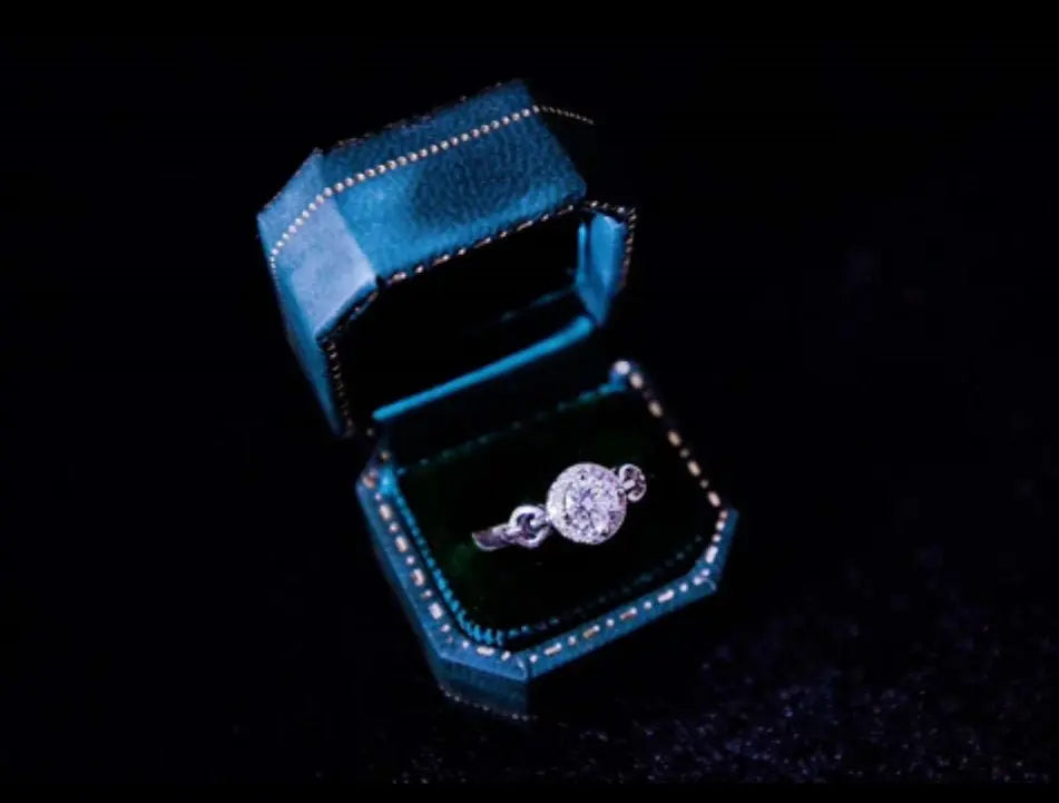 Sapphire Blue Velvet Leather Mini Ring Box Etsy