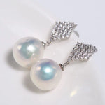Rhombus Design 12mm Freshwater Pearl Earrings - Silver 925 Etsy