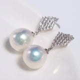 Rhombus Design 12mm Freshwater Pearl Earrings - Silver 925 Etsy