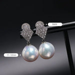 Rhombus Design 12mm Freshwater Pearl Earrings - Silver 925 Etsy