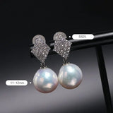 Rhombus Design 12mm Freshwater Pearl Earrings - Silver 925 Etsy