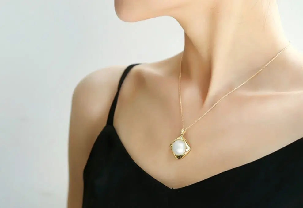 15mm Natural Mabe Pearl Necklace Handmade 925 Silver Mabe Pearl Necklace, Seawater Pearl Necklace, Gift for Mom, Gift for Her Etsy