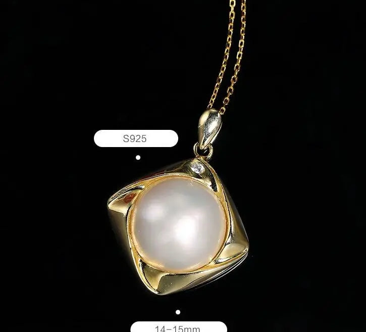 15mm Natural Mabe Pearl Necklace Handmade 925 Silver Mabe Pearl Necklace, Seawater Pearl Necklace, Gift for Mom, Gift for Her Etsy