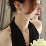 12mm High Luster White Pearl  Emerald Earrings - 18K Yellow Gold Etsy