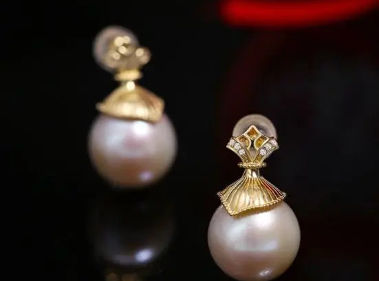 5A+ High Luster 12mm White Pearl Earrings Handmade 18k Gold Plated Vermeil White Pearl Earrings, Gift Idea, Edison Pearl Earrings Etsy
