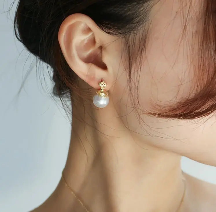 5A+ High Luster 12mm White Pearl Earrings Handmade 18k Gold Plated Vermeil White Pearl Earrings, Gift Idea, Edison Pearl Earrings Etsy