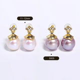 5A+ High Luster 12mm Purple Pink Pearl Earrings, 18k Gold Plated Vermeil White Pearl Earrings, Gift Idea, Edison Pearl Earrings Etsy