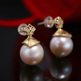 5A+ High Luster 12mm White Pearl Earrings Handmade 18k Gold Plated Vermeil White Pearl Earrings, Gift Idea, Edison Pearl Earrings Etsy
