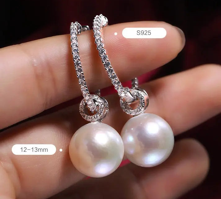 AAA+ 13mm Freshwater White Pearl Hoop Earrings - Silver 925 Etsy