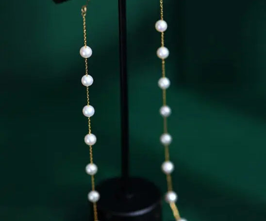 5mm Natural High Luster White Pearl Earrings Handmade 18k Solid Yellow Gold Pearl Drop Earrings, Freshwater Pearl Earrings, Anniversary Gift Etsy