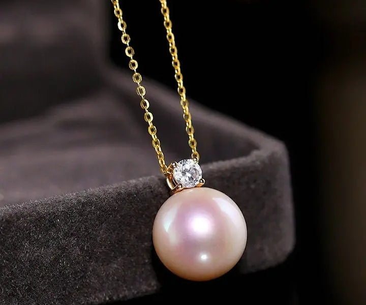12mm High Luster Freshwater Pearl Necklace - 18K Yellow Gold Etsy