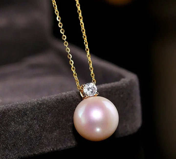 12mm High Luster Freshwater Pearl Necklace - 18K Yellow Gold Etsy