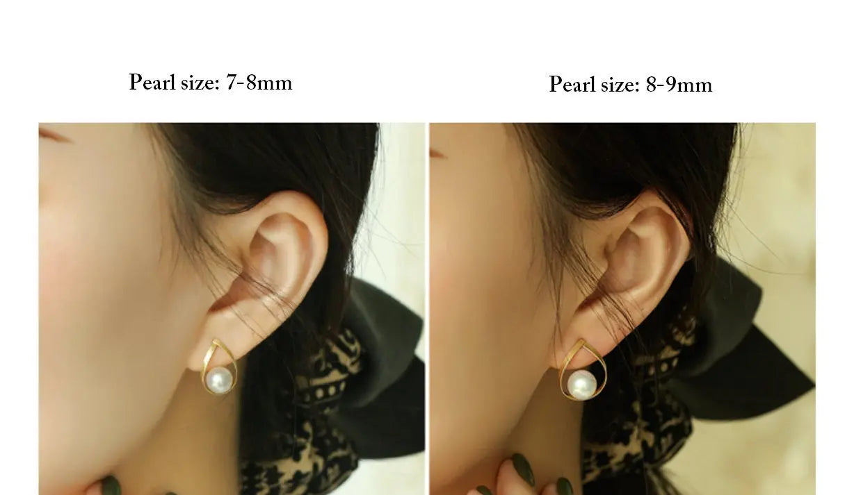 5A+ High Luster 8-9mm White Pearl Earrings Handmade 18k Solid Yellow Gold White Pearl Pear Shape Earrings, Gift Idea, Anniversary Idea Etsy
