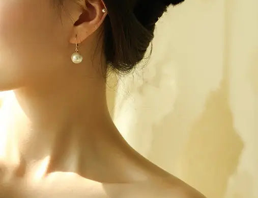 5A+ High Luster 11-12mm White Pearl Earrings Handmade 18k Solid Yellow Gold White Pearl Earrings, Gift Idea, Anniversary Idea Etsy