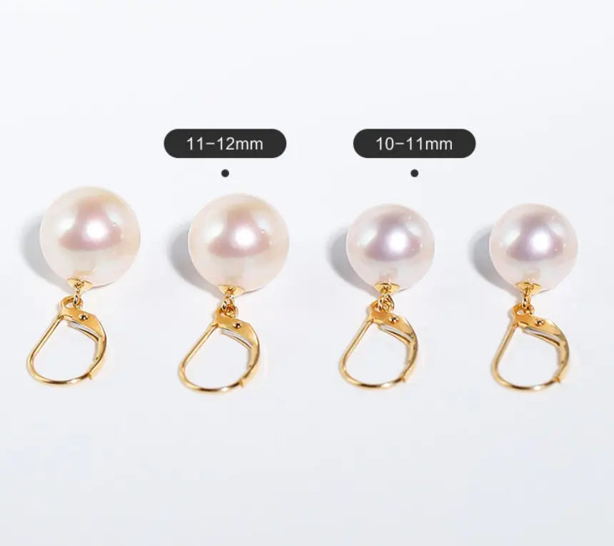 5A+ High Luster 11-12mm White Pearl Earrings Handmade 18k Solid Yellow Gold White Pearl Earrings, Gift Idea, Anniversary Idea Etsy
