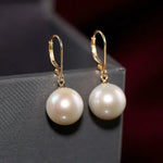 5A+ High Luster 11-12mm White Pearl Earrings Handmade 18k Solid Yellow Gold White Pearl Earrings, Gift Idea, Anniversary Idea Etsy