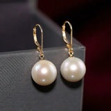 5A+ High Luster 11-12mm White Pearl Earrings Handmade 18k Solid Yellow Gold White Pearl Earrings, Gift Idea, Anniversary Idea Etsy