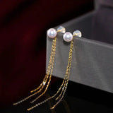 18K Yellow Gold Natural High Luster White Pink Pearl Earrings, Handmade White Pink Pearl Tassel Earrings, Gift Idea, Anniversary Idea Etsy