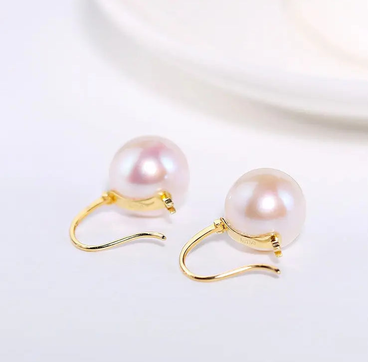 AAA+ 13mm Freshwater Pearl Earrings - 18K Yellow Gold Etsy
